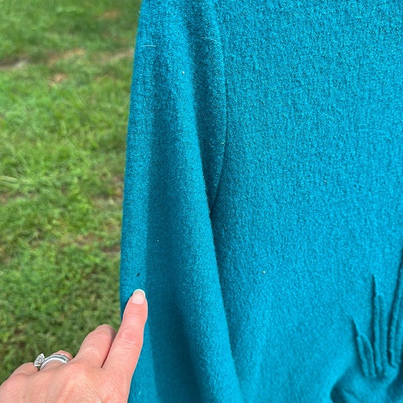 Luii teal wool cardigan jacket Anthropologie anthro large l ruffles - Picture 11 of 17